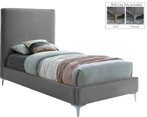 Geri Grey Velvet Twin Bed - Furniture Stars (Chicago, IL)