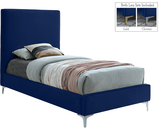 Geri Navy Velvet Twin Bed - Furniture Stars (Chicago, IL)