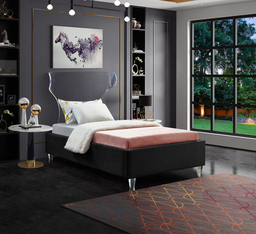 Ghost Black Velvet Twin Bed - Furniture Stars (Chicago, IL)
