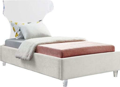 Ghost Cream Velvet Twin Bed - Furniture Stars (Chicago, IL)