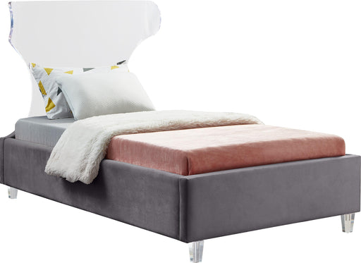 Ghost Grey Velvet Twin Bed - Furniture Stars (Chicago, IL)