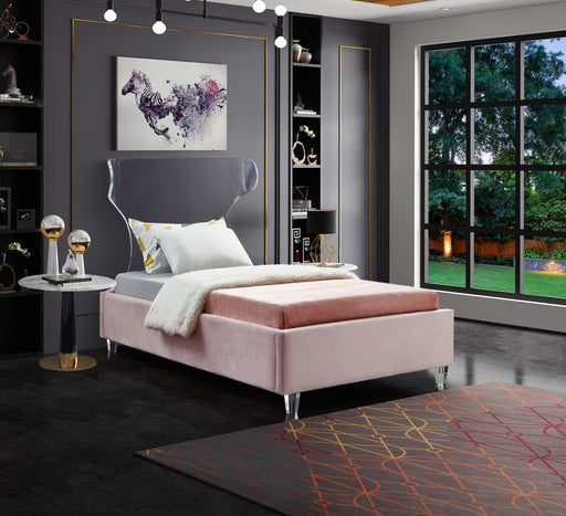 Ghost Pink Velvet Twin Bed - Furniture Stars (Chicago, IL)