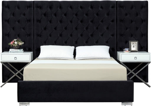 Grande Black Velvet Queen Bed (3 Boxes) - Furniture Stars (Chicago, IL)