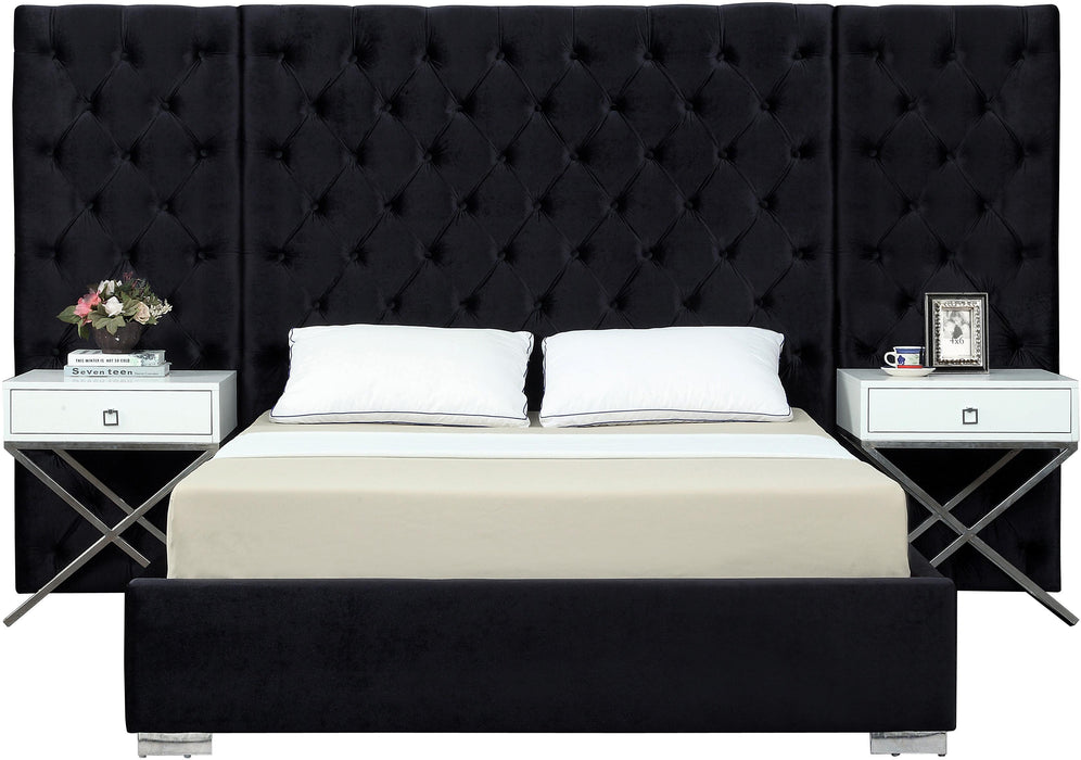 Grande Black Velvet Queen Bed (3 Boxes) - Furniture Stars (Chicago, IL)