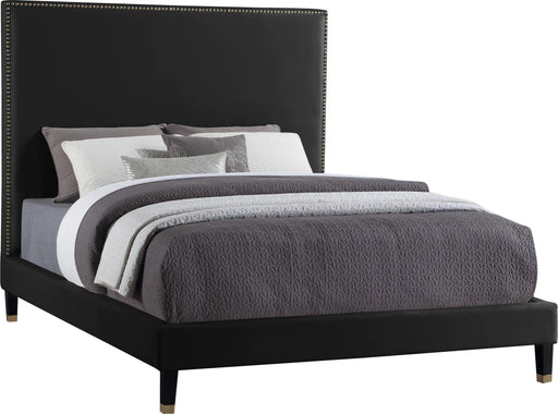 Harlie Black Velvet Queen Bed - Furniture Stars (Chicago, IL)