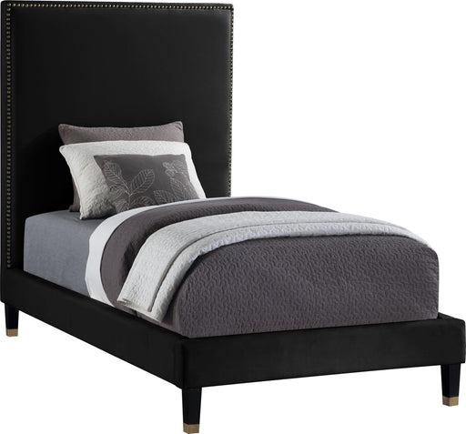 Harlie Black Velvet Twin Bed - Furniture Stars (Chicago, IL)