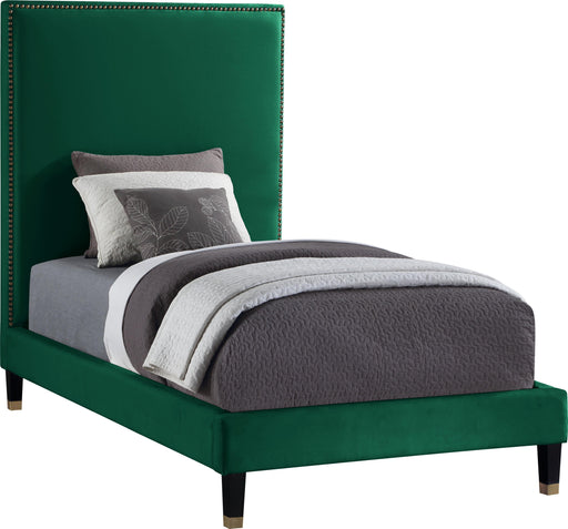 Harlie Green Velvet Twin Bed - Furniture Stars (Chicago, IL)