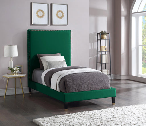 Harlie Green Velvet Twin Bed - Furniture Stars (Chicago, IL)
