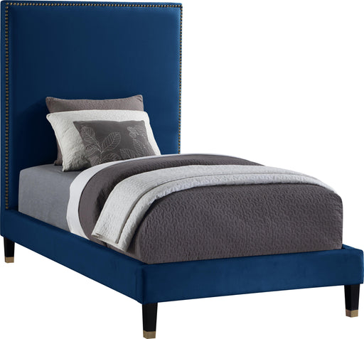 Harlie Navy Velvet Twin Bed - Furniture Stars (Chicago, IL)