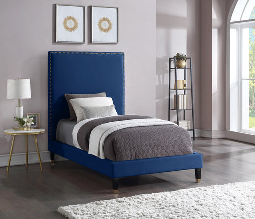 Harlie Navy Velvet Twin Bed - Furniture Stars (Chicago, IL)