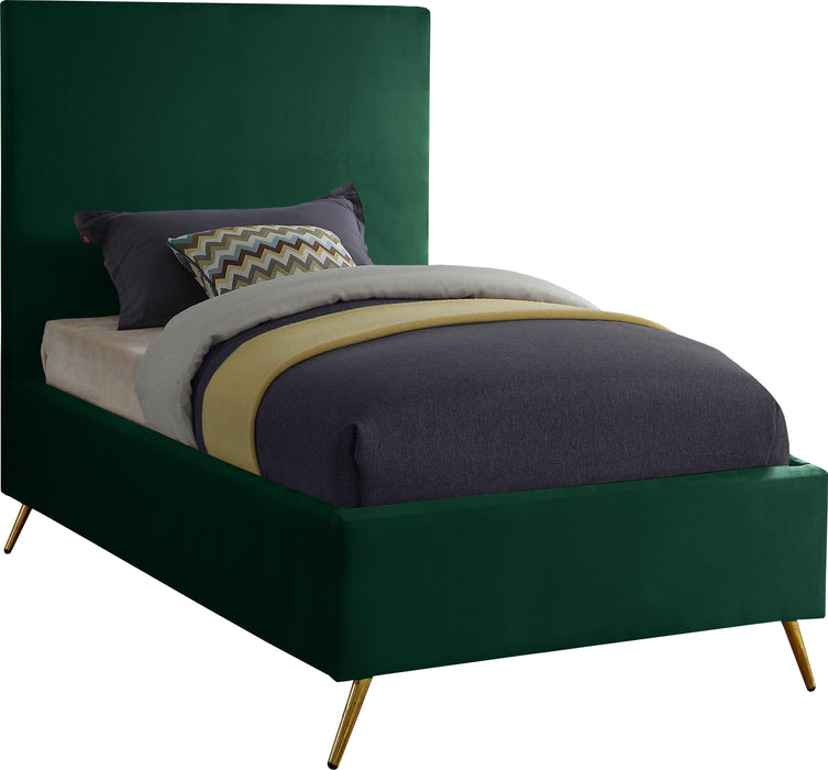 Jasmine Green Velvet Twin Bed - Furniture Stars (Chicago, IL)