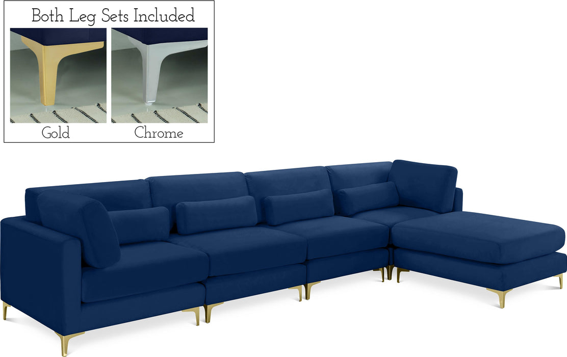 Julia Navy Velvet Modular Sectional (5 Boxes) - Furniture Stars (Chicago, IL)