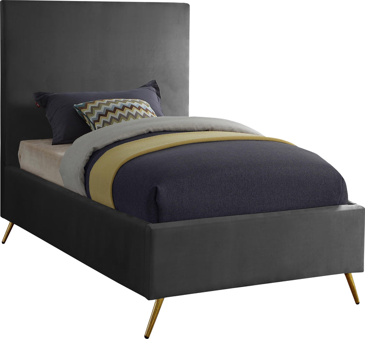 Jasmine Grey Velvet Twin Bed - Furniture Stars (Chicago, IL)