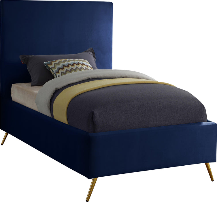 Jasmine Navy Velvet Twin Bed - Furniture Stars (Chicago, IL)