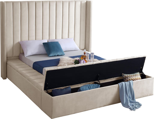 Kiki Cream Velvet Queen Bed (3 Boxes) - Furniture Stars (Chicago, IL)