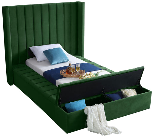 Kiki Green Velvet Twin Bed (3 Boxes) - Furniture Stars (Chicago, IL)