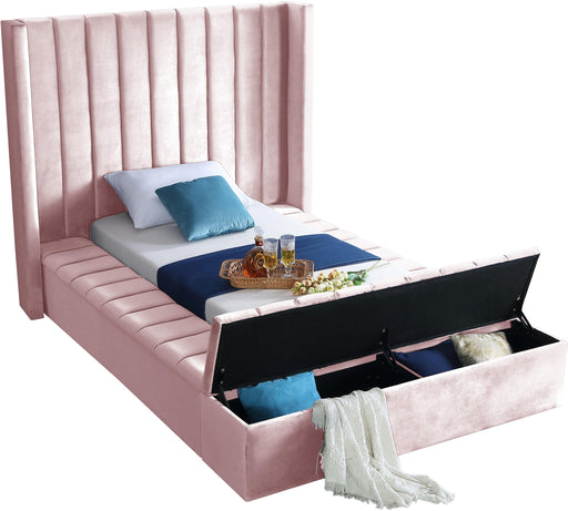 Kiki Pink Velvet Twin Bed (3 Boxes) - Furniture Stars (Chicago, IL)