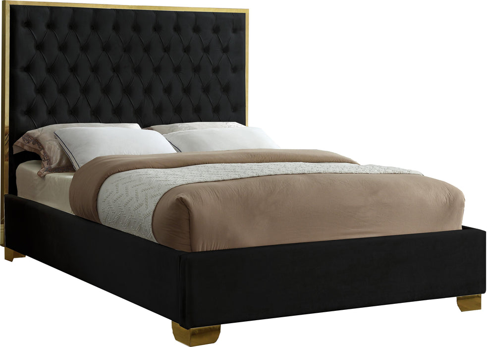 Lana Black Velvet Queen Bed - Furniture Stars (Chicago, IL)