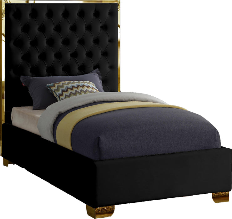 Lana Black Velvet Twin Bed - Furniture Stars (Chicago, IL)