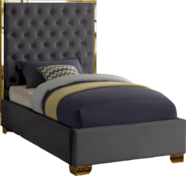 Lana Grey Velvet Twin Bed - Furniture Stars (Chicago, IL)
