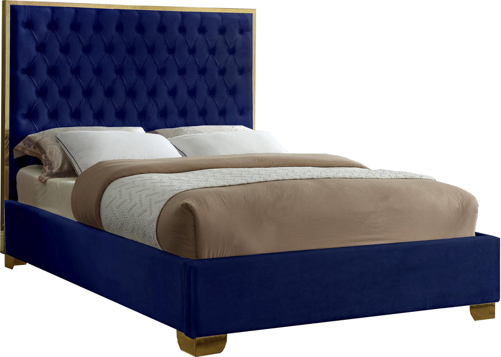 Lana Navy Velvet Queen Bed - Furniture Stars (Chicago, IL)