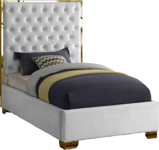 Lana White Velvet Twin Bed - Furniture Stars (Chicago, IL)