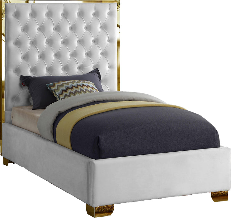 Lana White Velvet Twin Bed - Furniture Stars (Chicago, IL)