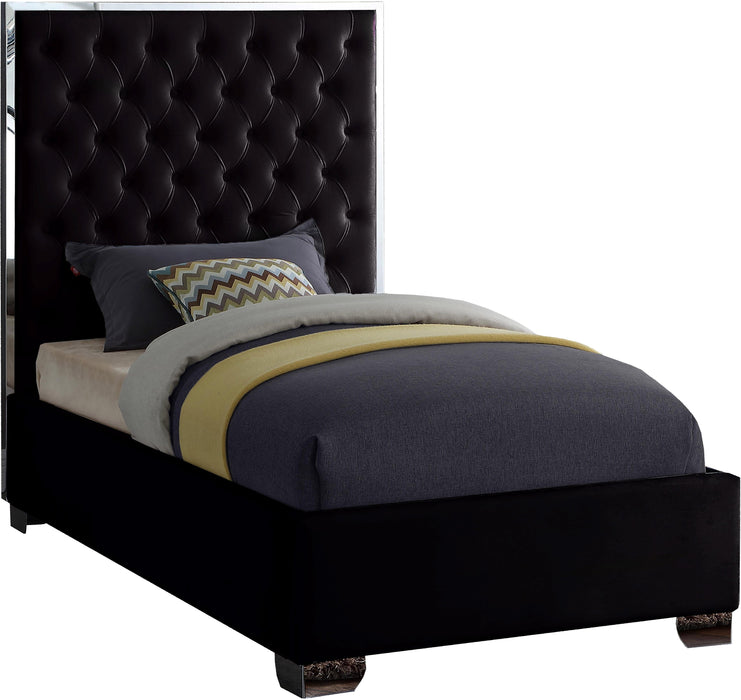 Lexi Black Velvet Twin Bed - Furniture Stars (Chicago, IL)