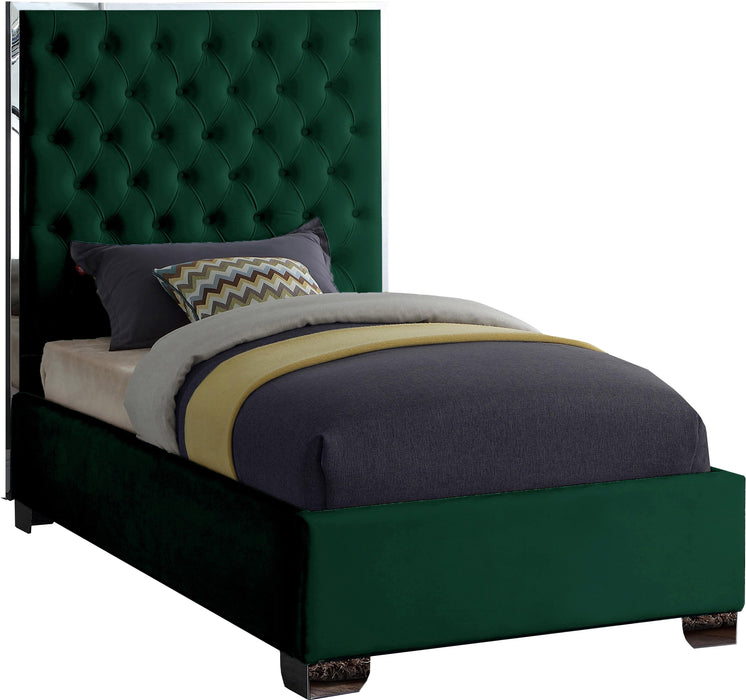 Lexi Green Velvet Twin Bed - Furniture Stars (Chicago, IL)