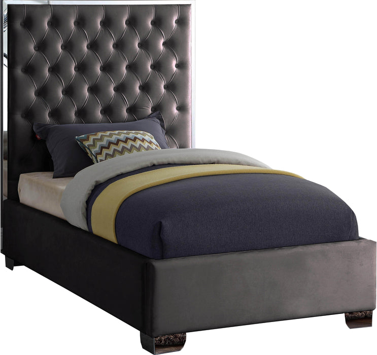 Lexi Grey Velvet Twin Bed - Furniture Stars (Chicago, IL)