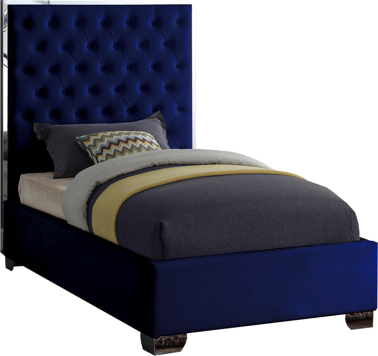 Lexi Navy Velvet Twin Bed - Furniture Stars (Chicago, IL)