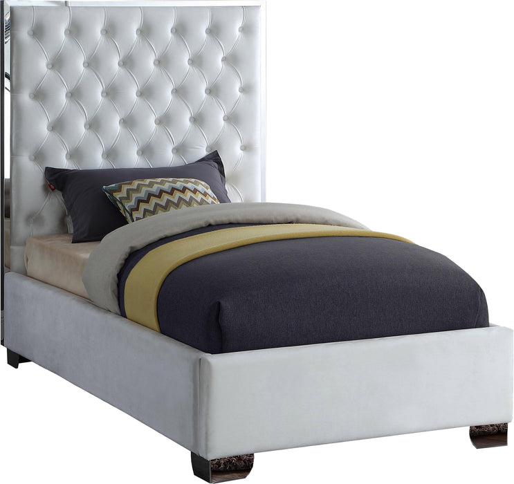 Lexi White Velvet Twin Bed - Furniture Stars (Chicago, IL)