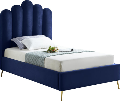 Lily Navy Velvet Twin Bed - Furniture Stars (Chicago, IL)