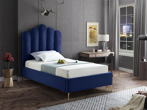 Lily Navy Velvet Twin Bed - Furniture Stars (Chicago, IL)