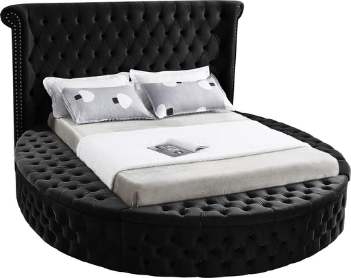 Luxus Black Velvet Queen Bed (3 Boxes) - Furniture Stars (Chicago, IL)