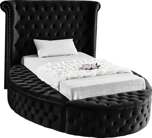 Luxus Black Velvet Twin Bed (3 Boxes) - Furniture Stars (Chicago, IL)