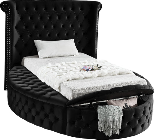 Luxus Black Velvet Twin Bed (3 Boxes) - Furniture Stars (Chicago, IL)