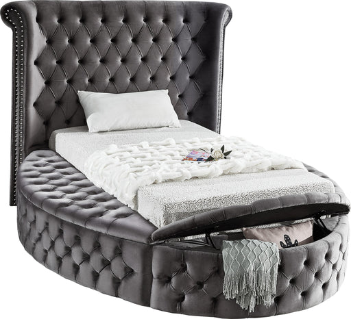 Luxus Grey Velvet Twin Bed (3 Boxes) - Furniture Stars (Chicago, IL)