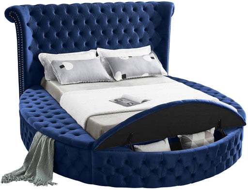 Luxus Navy Velvet Full Bed (3 Boxes) - Furniture Stars (Chicago, IL)