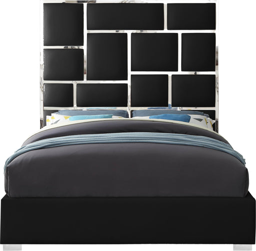 Milan Black Faux Leather Queen Bed - Furniture Stars (Chicago, IL)