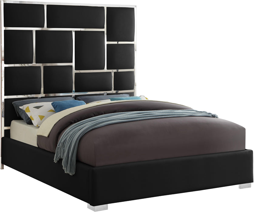 Milan Black Faux Leather King Bed - Furniture Stars (Chicago, IL)