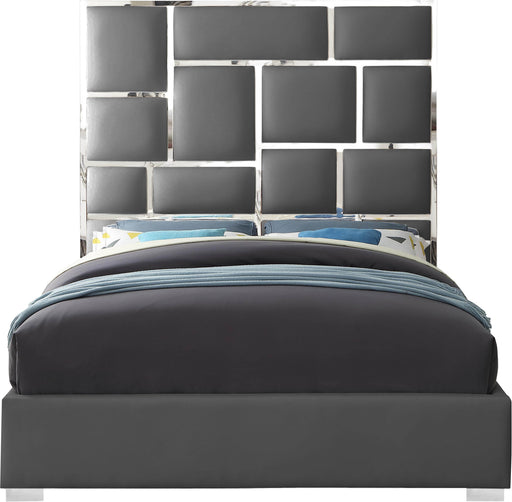 Milan Grey Faux Leather Queen Bed - Furniture Stars (Chicago, IL)