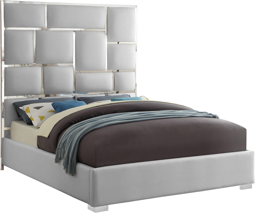 Milan White Faux Leather Queen Bed - Furniture Stars (Chicago, IL)