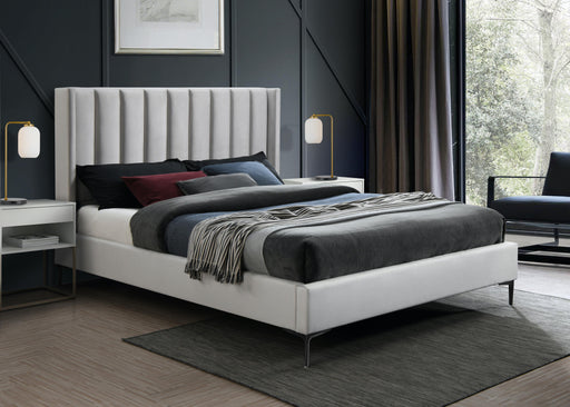 Nadia Cream Velvet Full Bed - Furniture Stars (Chicago, IL)