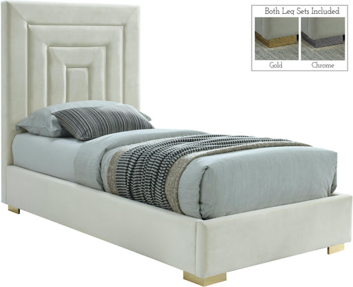 Nora Cream Velvet Twin Bed - Furniture Stars (Chicago, IL)