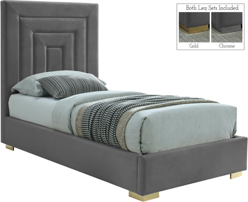 Nora Grey Velvet Twin Bed - Furniture Stars (Chicago, IL)