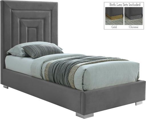Nora Grey Velvet Twin Bed - Furniture Stars (Chicago, IL)