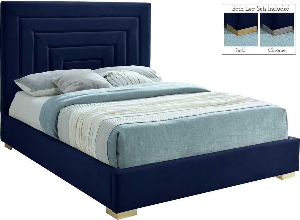 Nora Navy Velvet King Bed - Furniture Stars (Chicago, IL)