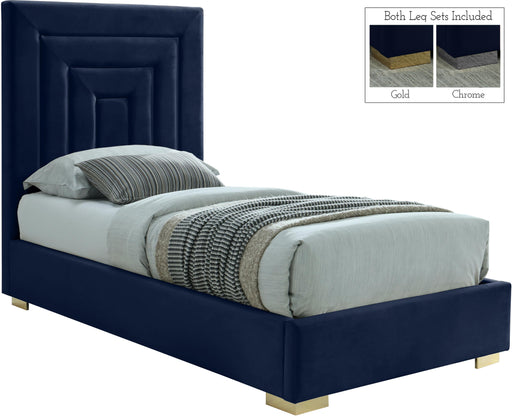 Nora Navy Velvet Twin Bed - Furniture Stars (Chicago, IL)