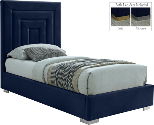 Nora Navy Velvet Twin Bed - Furniture Stars (Chicago, IL)